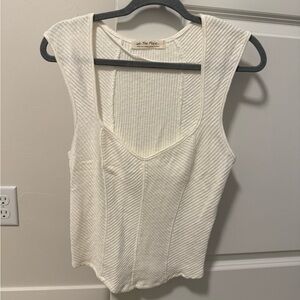 We The Free | Free People | Boss Babe White Ribbed Tank Top